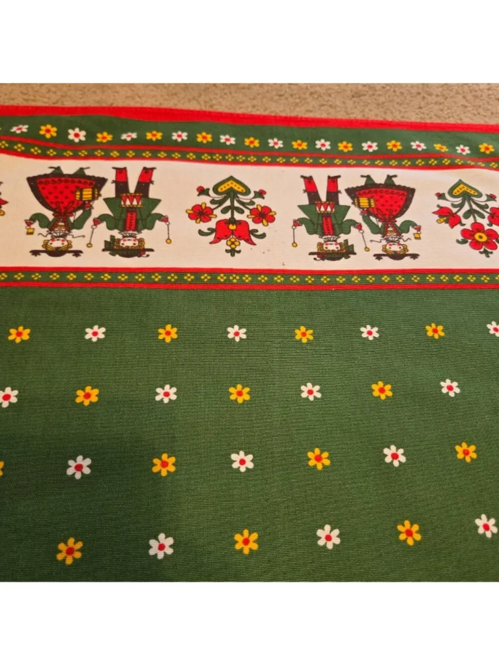 Vintage Kolf Folkloric Austrian Folk Art Scarf Tablecloth Cotton Austria